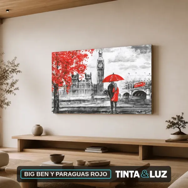 BIG BEN Y PARAGUAS ROJO