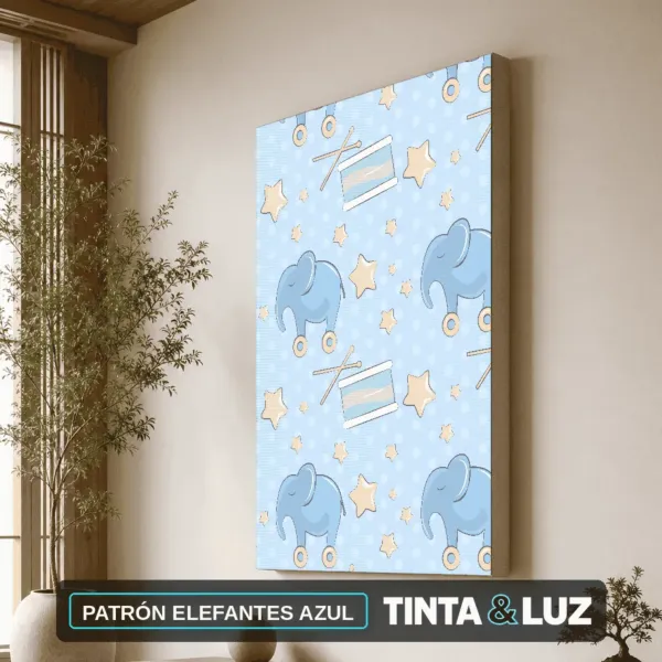 PATRÓN ELEFANTES AZUL