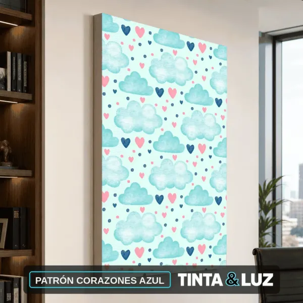 PATRÓN CORAZONES AZUL