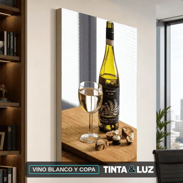 VINO BLANCO Y COPA