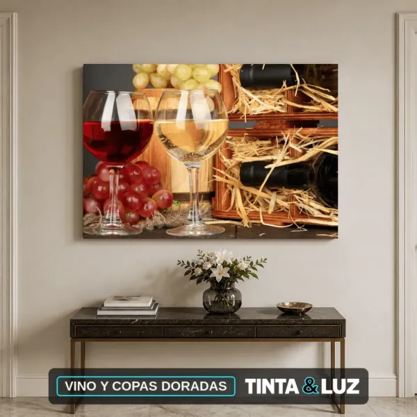 VINO Y COPAS DORADAS