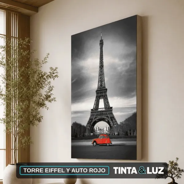 TORRE EIFFEL Y AUTO ROJO