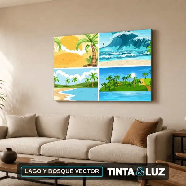 LAGO Y BOSQUE VECTOR