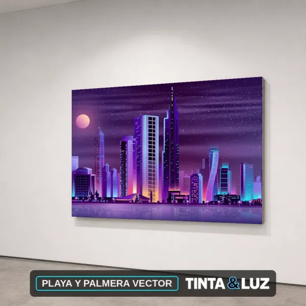 PLAYA Y PALMERA VECTOR