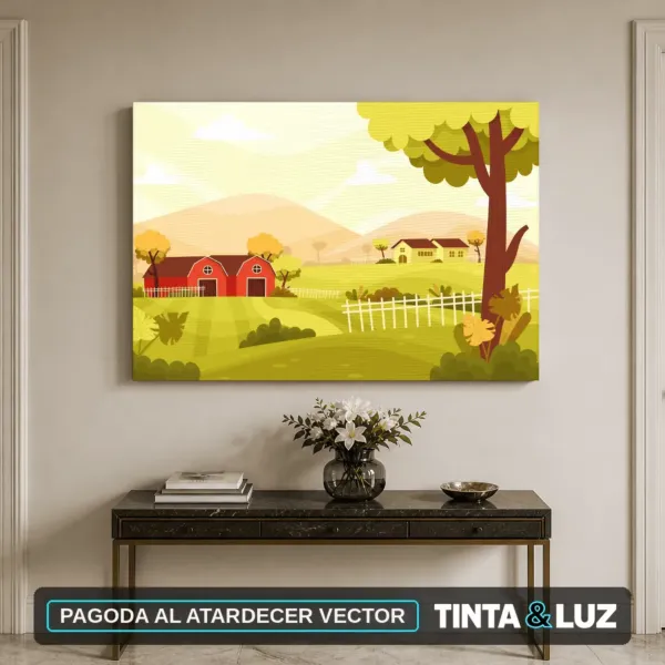 PAGODA AL ATARDECER VECTOR