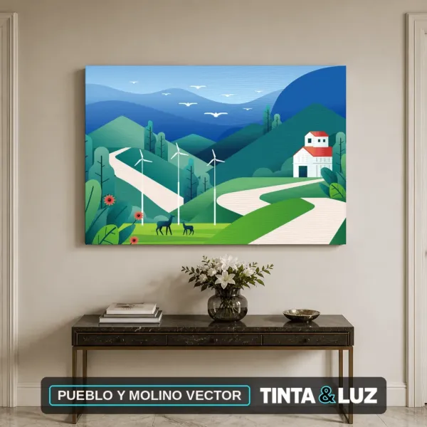 PUEBLO Y MOLINO VECTOR
