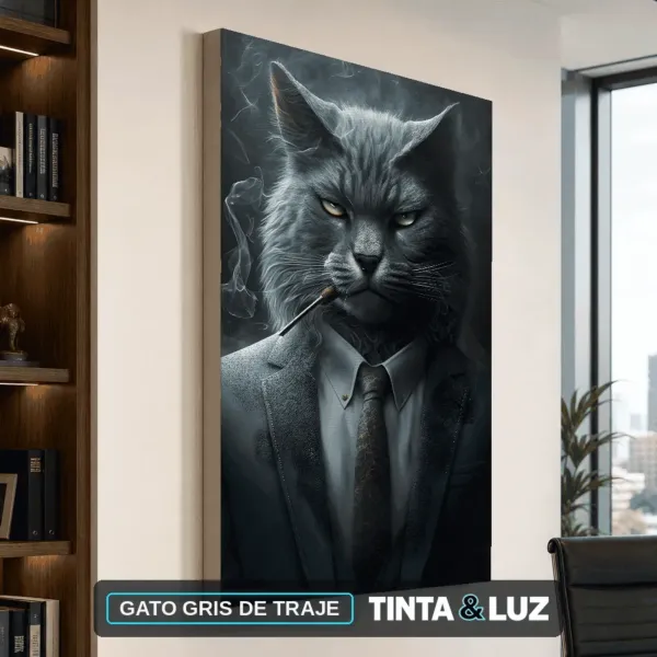 GATO GRIS DE TRAJE