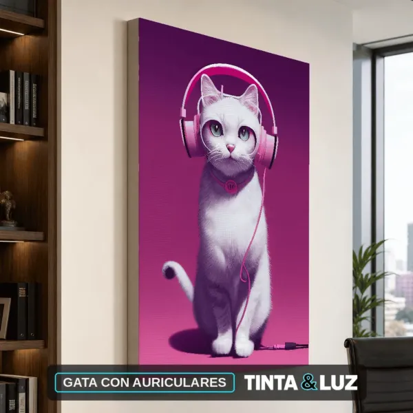 GATA CON AURICULARES