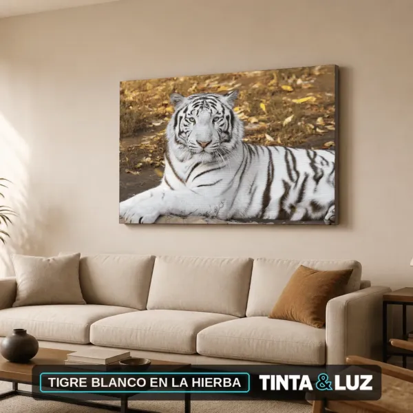 TIGRE BLANCO EN LA HIERBA