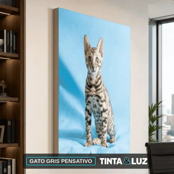 GATO GRIS PENSATIVO