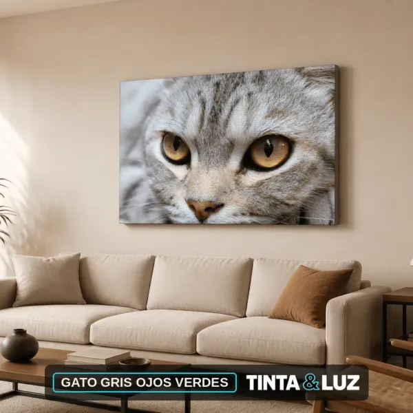 GATO GRIS OJOS VERDES