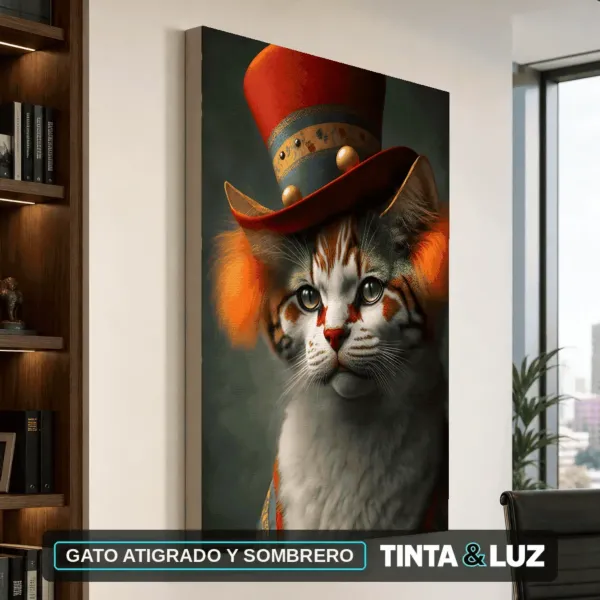 GATO ATIGRADO Y SOMBRERO