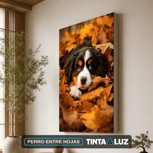 PERRO ENTRE HOJAS