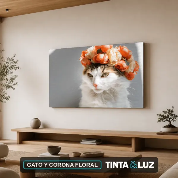 GATO Y CORONA FLORAL