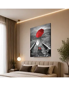 SOMBRILLA ROJA EN LA VÍA