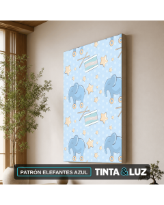 PATRÓN ELEFANTES AZUL