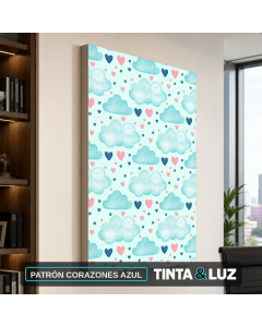 PATRÓN CORAZONES AZUL