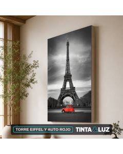 TORRE EIFFEL Y AUTO ROJO