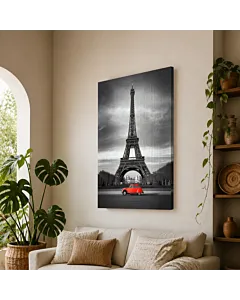 TORRE EIFFEL Y AUTO ROJO