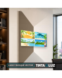 LAGO Y BOSQUE VECTOR