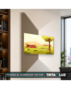 PAGODA AL ATARDECER VECTOR