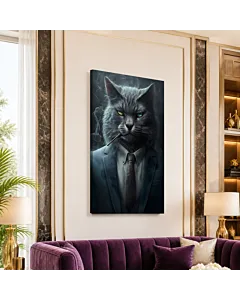 GATO GRIS DE TRAJE