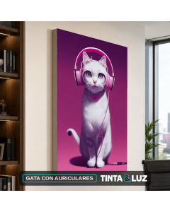 GATA CON AURICULARES