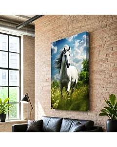 CABALLO BLANCO EN EL CAMPO