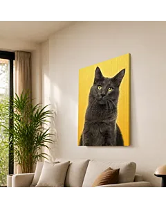 GATO AZUL FONDO AMARILLO