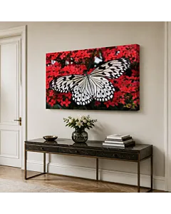 MARIPOSA Y FLORES ROJAS