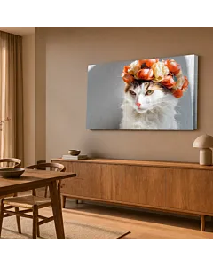 GATO Y CORONA FLORAL