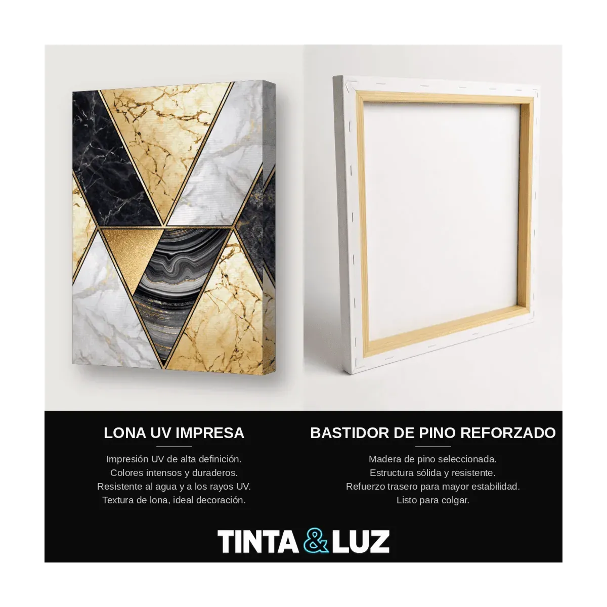 TRIÁNGULO DE MÁRMOL Y ORO