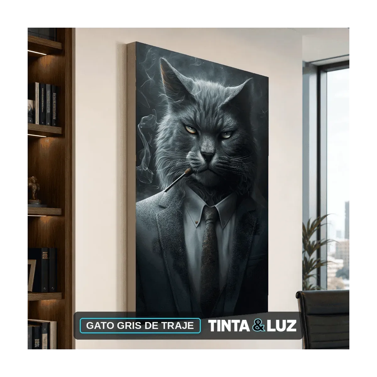 GATO GRIS DE TRAJE